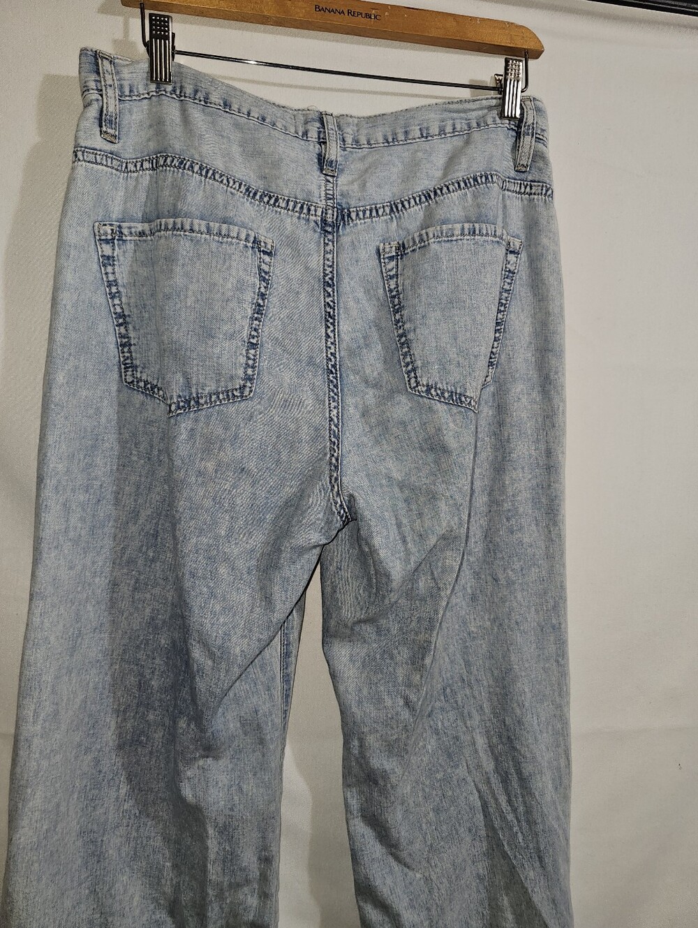 Frame Le Baggy Palazzo High-Rise Wide-Leg Recycled Cotton-Blend Denim Jeans Sz28 - Picture 10 of 13